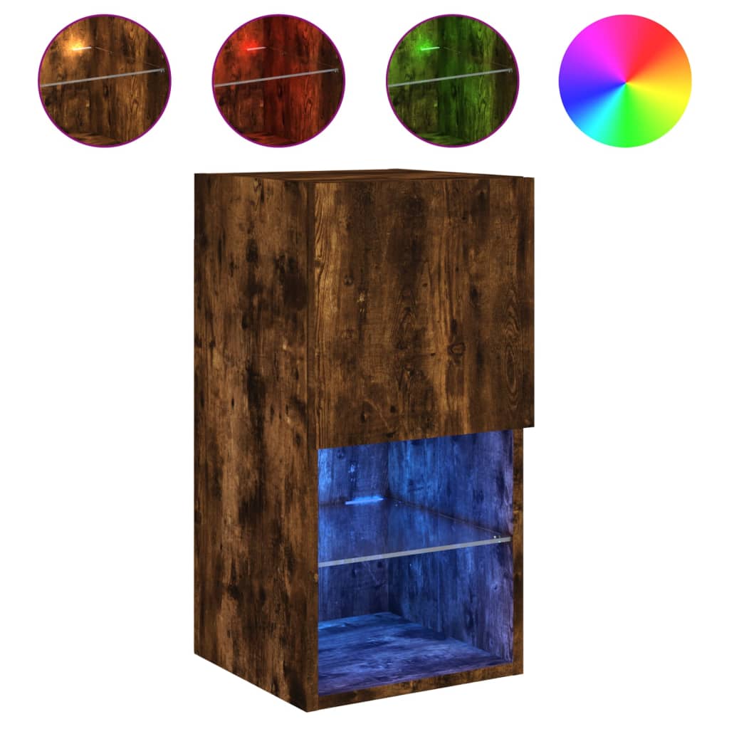 TV-Schränke mit LED-Leuchten 2 Stk. Räuchereiche 30,5x30x60 cm