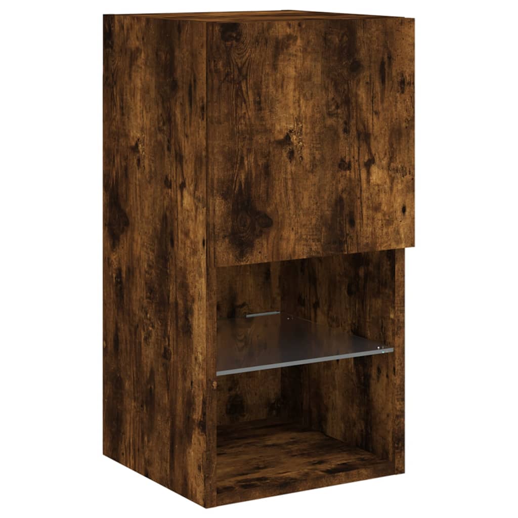 TV-Schränke mit LED-Leuchten 2 Stk. Räuchereiche 30,5x30x60 cm