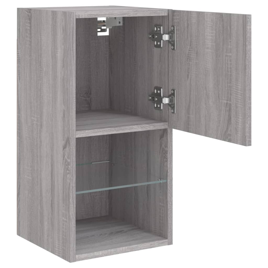 TV-Schränke mit LED-Leuchten 2 Stk. Grau Sonoma 30,5x30x60 cm