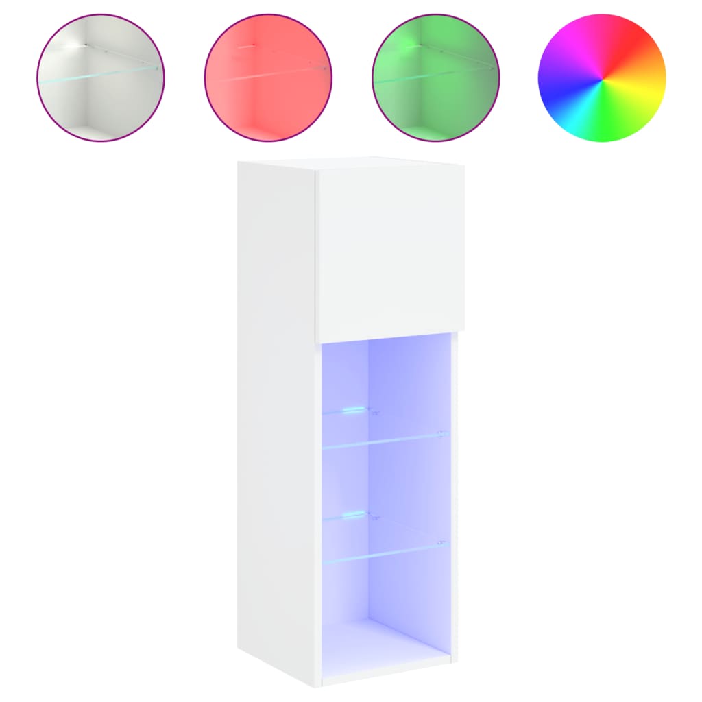 TV-Schränke mit LED-Leuchten 2 Stk. Weiß 30,5x30x90 cm