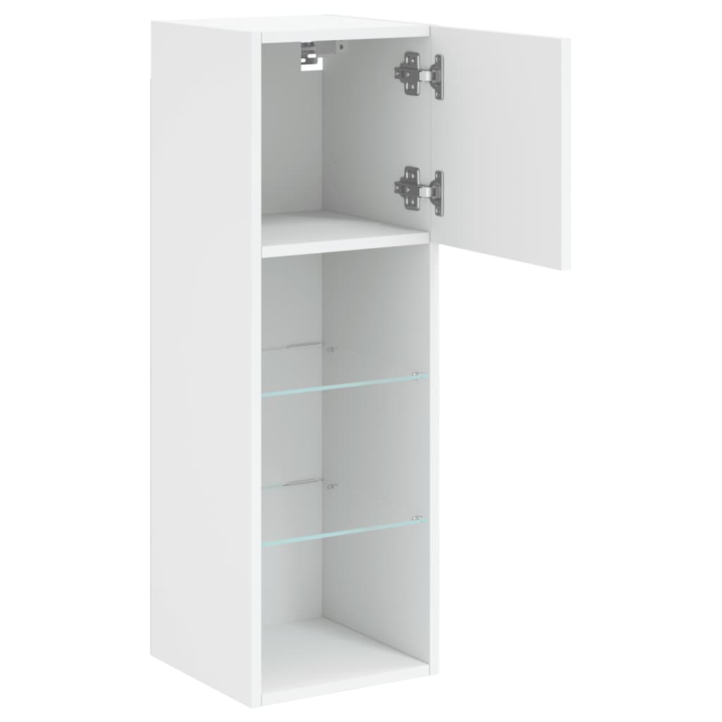 TV-Schränke mit LED-Leuchten 2 Stk. Weiß 30,5x30x90 cm