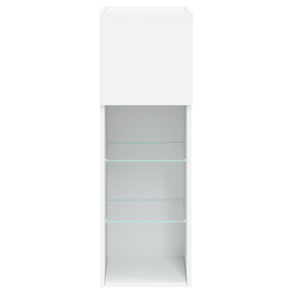 TV-Schränke mit LED-Leuchten 2 Stk. Weiß 30,5x30x90 cm