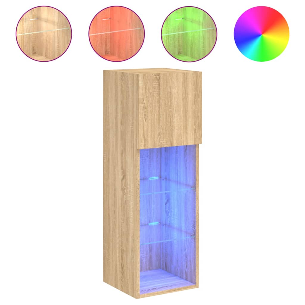 TV-Schrank mit LED-Leuchten Sonoma-Eiche 30,5x30x90 cm
