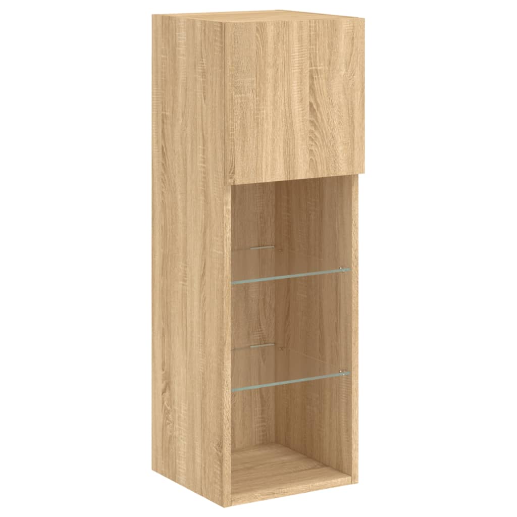 TV-Schränke mit LED-Leuchten 2 Stk. Sonoma-Eiche 30,5x30x90 cm