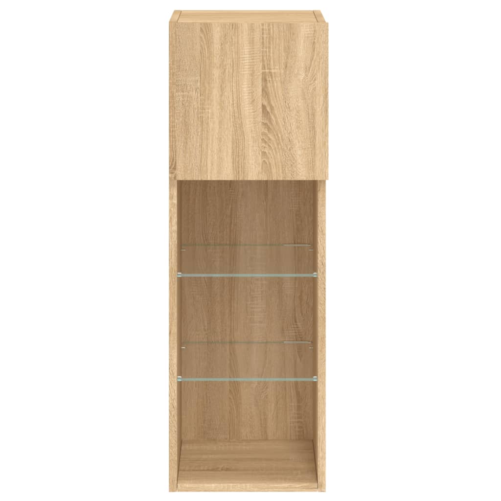 TV-Schränke mit LED-Leuchten 2 Stk. Sonoma-Eiche 30,5x30x90 cm