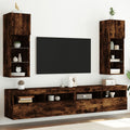TV-Schränke mit LED-Leuchten 2 Stk. Räuchereiche 30,5x30x90 cm