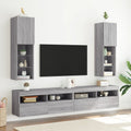 TV-Schränke mit LED-Leuchten 2 Stk. Grau Sonoma 30,5x30x102 cm