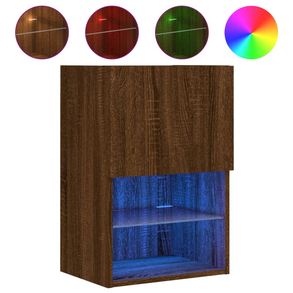 TV-Schrank mit LED-Leuchten Braun Eichen-Optik 40,5x30x60 cm