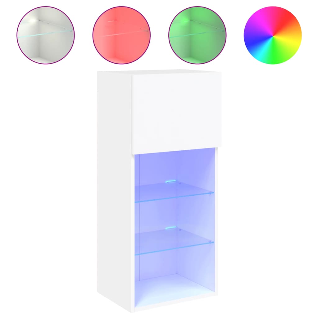TV-Schränke mit LED-Leuchten 2 Stk. Weiß 40,5x30x90 cm