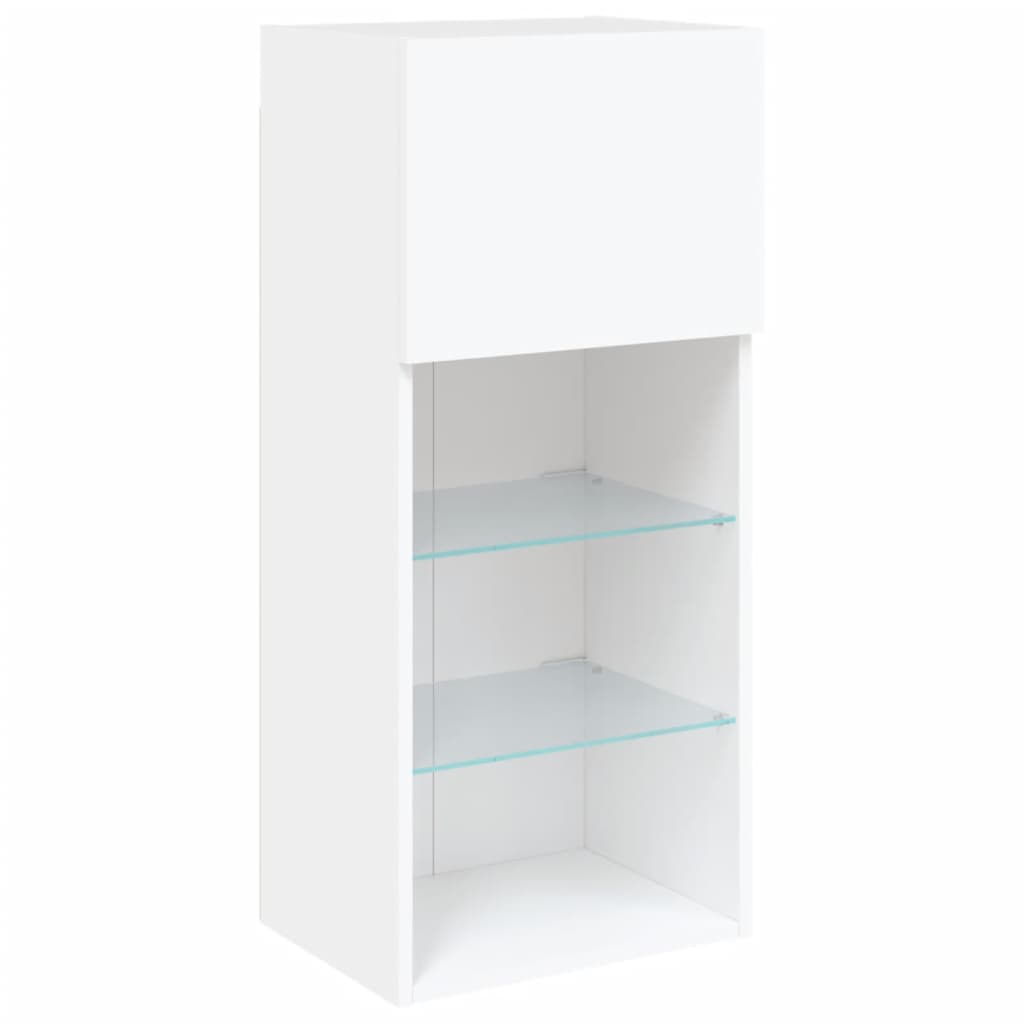 TV-Schränke mit LED-Leuchten 2 Stk. Weiß 40,5x30x90 cm
