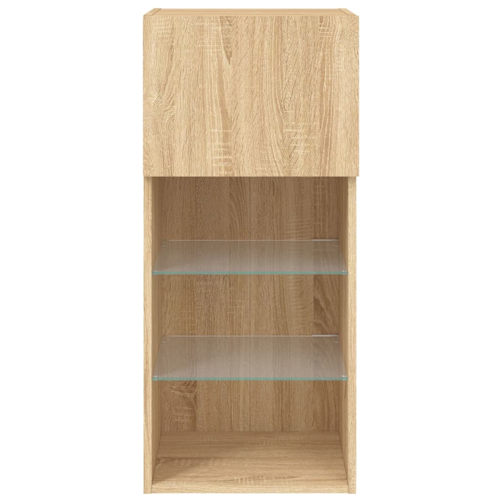 TV-Schränke mit LED-Leuchten 2 Stk. Sonoma-Eiche 40,5x30x90 cm