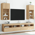 TV-Schränke mit LED-Leuchten 2 Stk. Sonoma-Eiche 40,5x30x90 cm