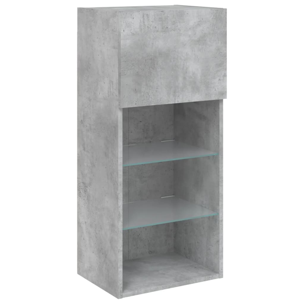 TV-Schränke mit LED-Leuchten 2 Stk. Betongrau 40,5x30x90 cm