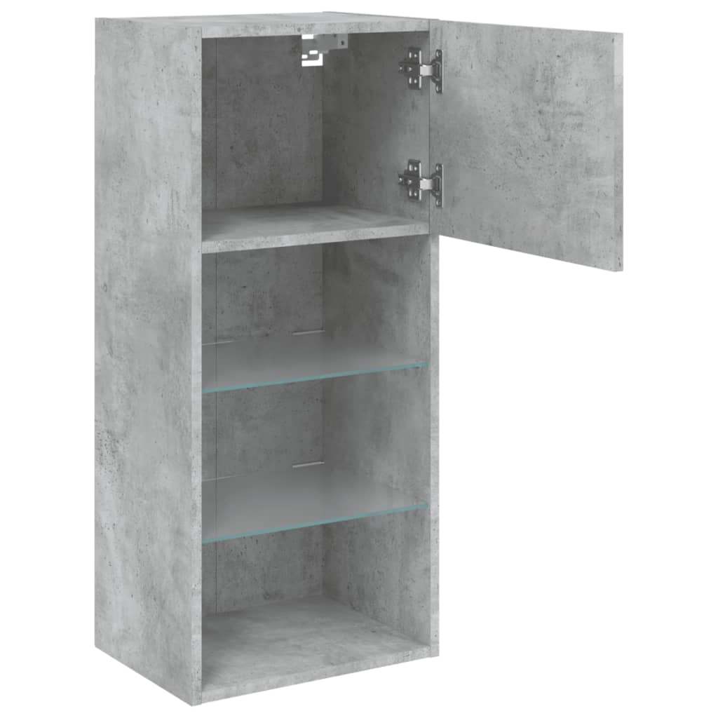 TV-Schränke mit LED-Leuchten 2 Stk. Betongrau 40,5x30x90 cm