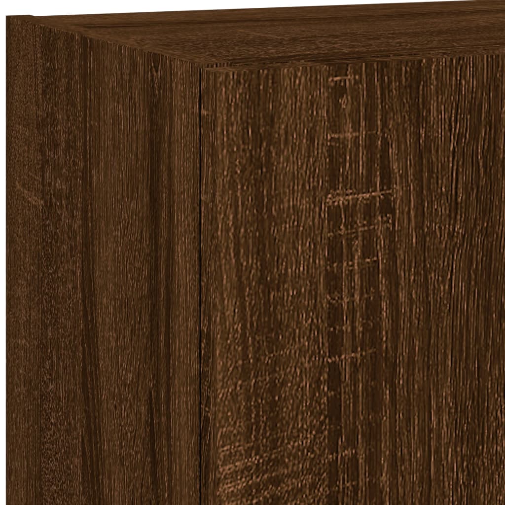 TV-Schrank mit LED-Leuchten Braun Eichen-Optik 40,5x30x102 cm
