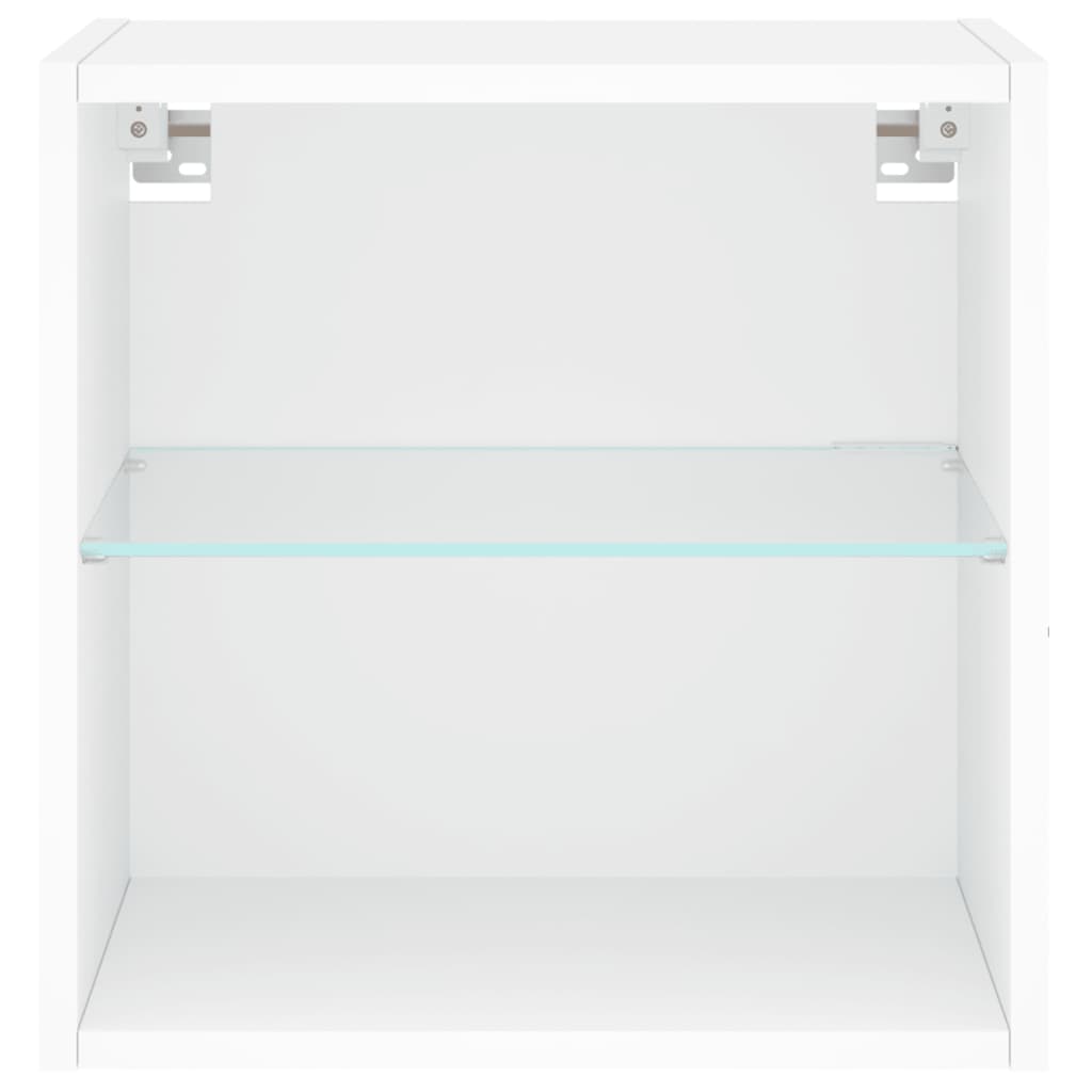 Wand-Nachttisch mit LED-Leuchten Weiß
