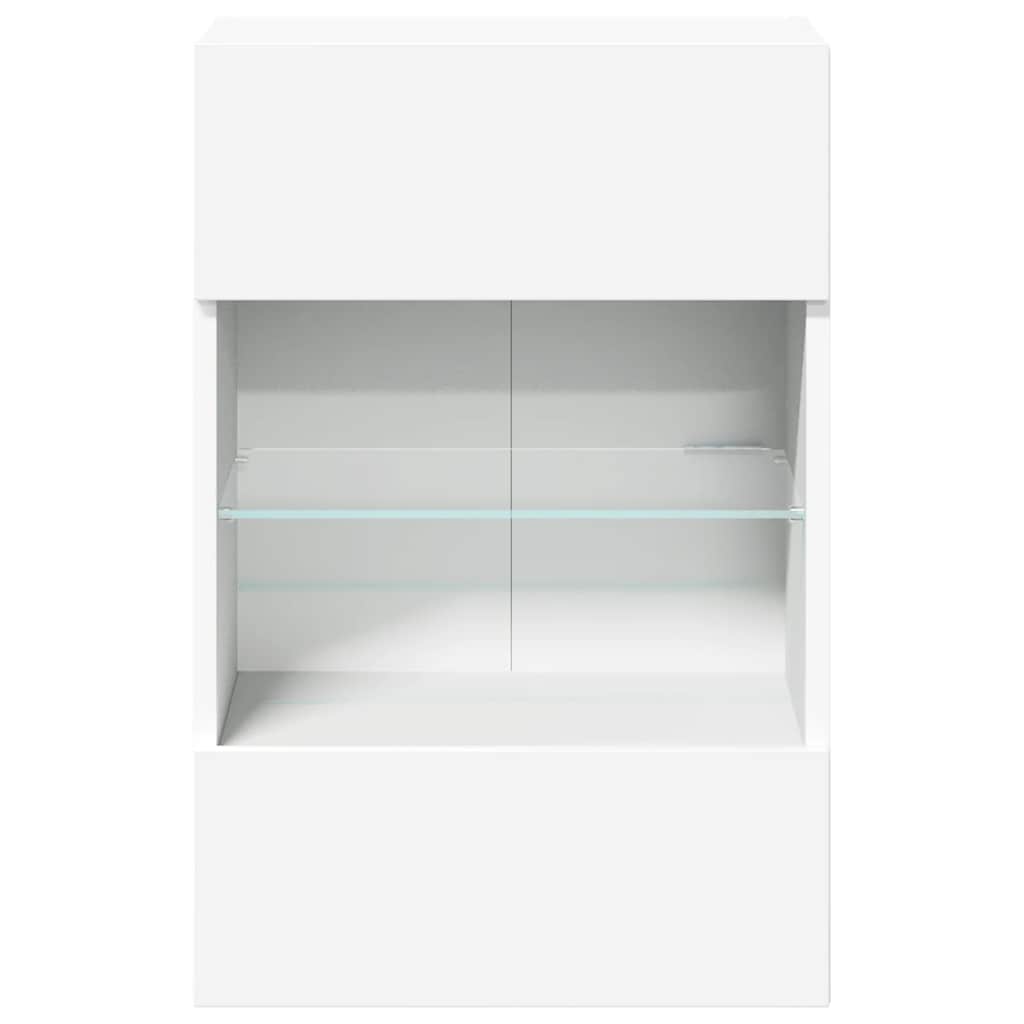Wandschränke mit LED-Leuchten für TV 2 Stk. Weiß 40x30x60,5 cm