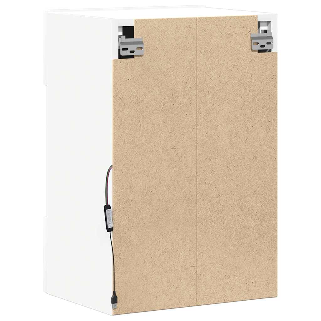 Wandschränke mit LED-Leuchten für TV 2 Stk. Weiß 40x30x60,5 cm