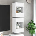 Wandschränke mit LED-Leuchten für TV 2 Stk. Weiß 40x30x60,5 cm
