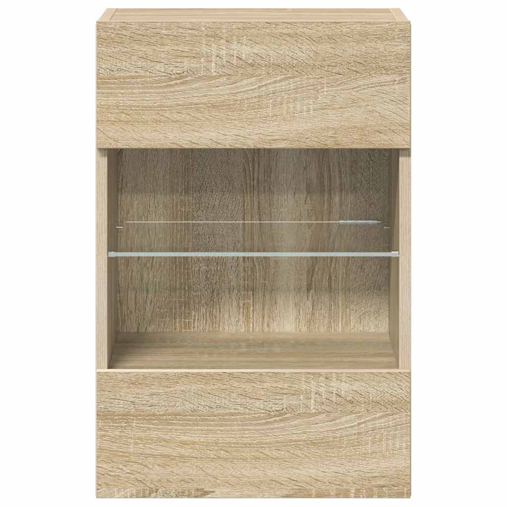 Wandschränke mit LED-Leuchten für TV 2 Stk. Sonoma-Eiche