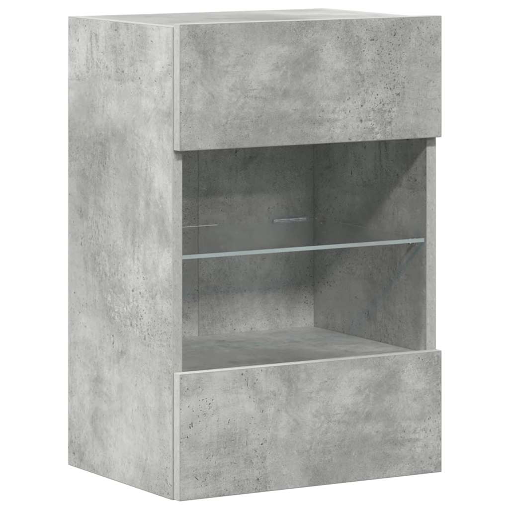 Wandschränke mit LED-Leuchten für TV 2 Stk. Betongrau 40x30x60,5 cm