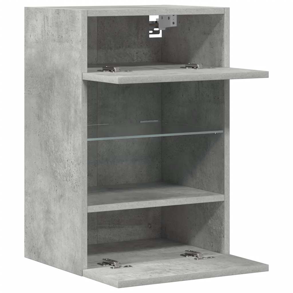 Wandschränke mit LED-Leuchten für TV 2 Stk. Betongrau 40x30x60,5 cm