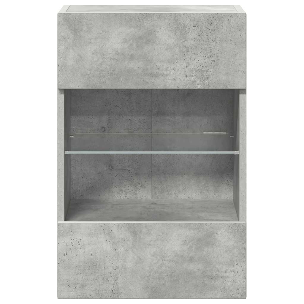 Wandschränke mit LED-Leuchten für TV 2 Stk. Betongrau 40x30x60,5 cm