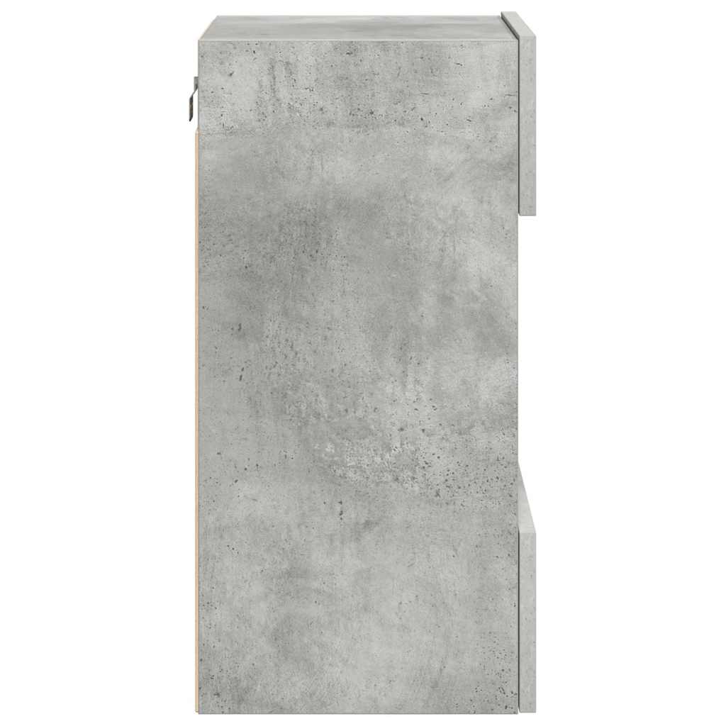Wandschränke mit LED-Leuchten für TV 2 Stk. Betongrau 40x30x60,5 cm