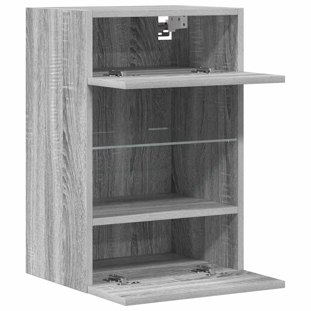 Wandschränke mit LED-Leuchten für TV 2 Stk. Grau Sonoma