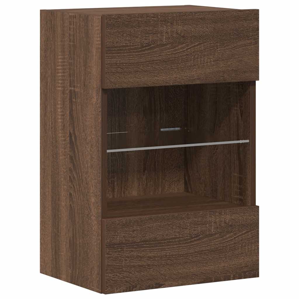 Wandschränke mit LED-Leuchten für TV 2 Stk. Braun Eichen-Optik