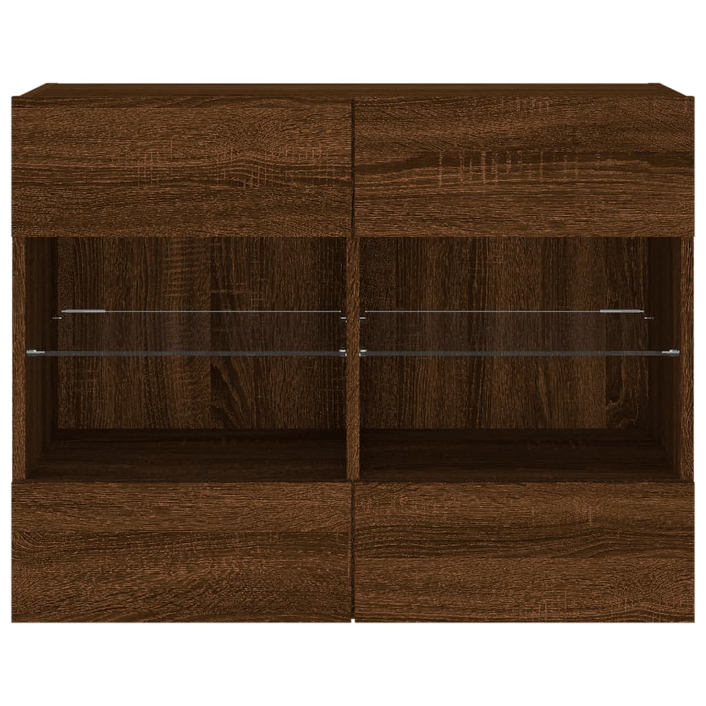 TV-Wandschrank mit LED-Leuchten Braun Eichen-Optik