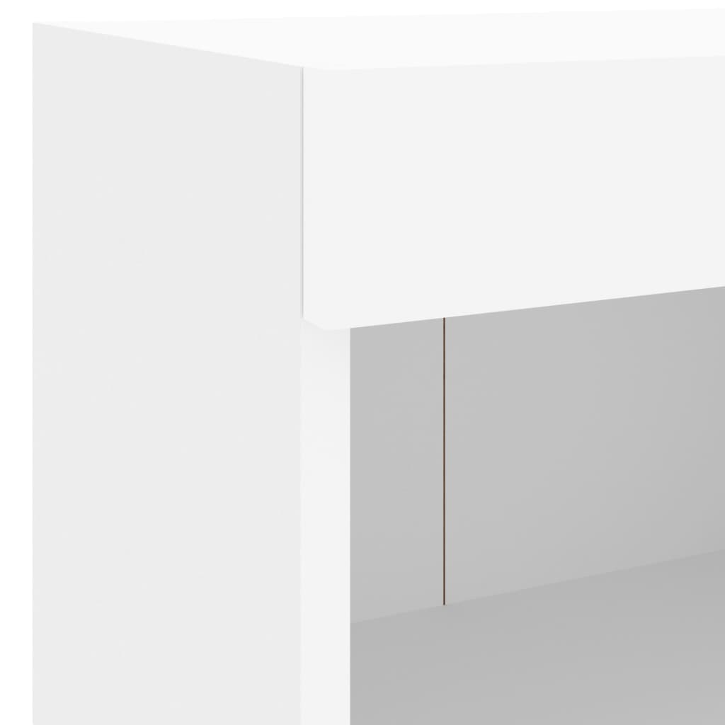 Wand-Nachttische mit LED-Leuchten 2 Stk. Weiß