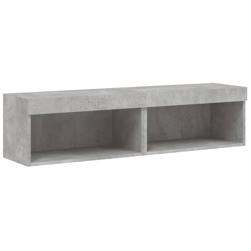 TV-Schränke mit LED-Leuchten 2 Stk. Betongrau 60x30x30 cm