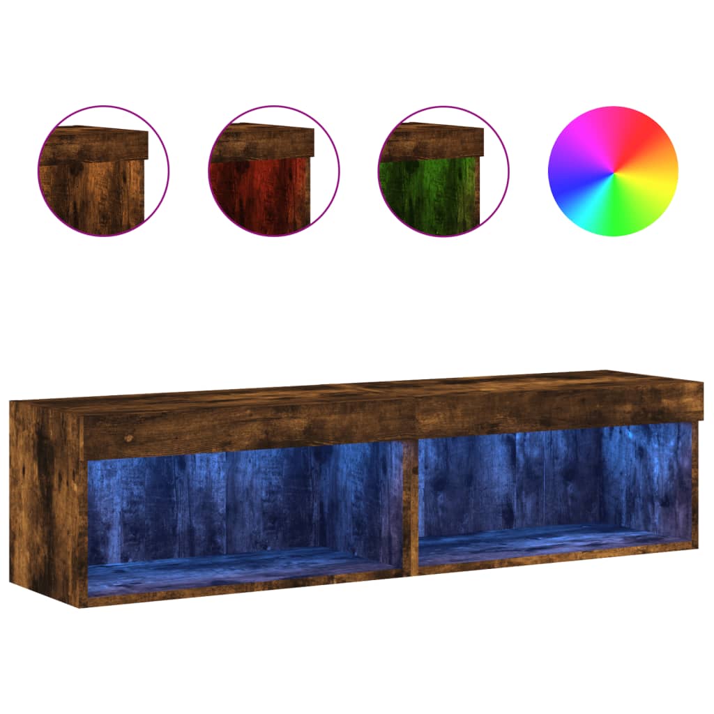 TV-Schränke mit LED-Leuchten 2 Stk. Räuchereiche 60x30x30 cm