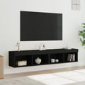 TV-Schränke mit LED-Leuchten 2 Stk. Schwarz 80x30x30 cm