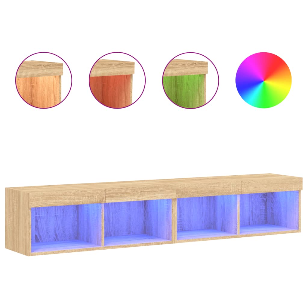 TV-Schränke mit LED-Leuchten 2 Stk. Sonoma-Eiche 80x30x30 cm