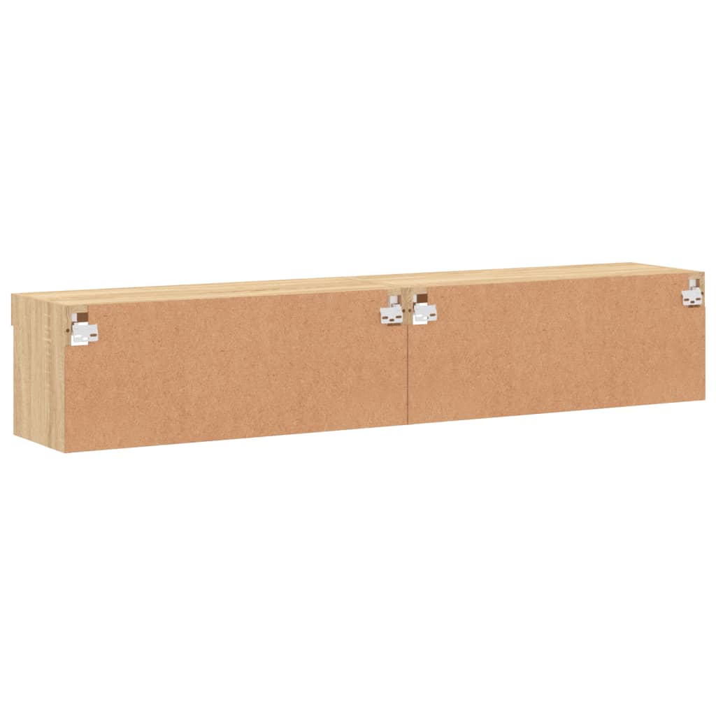 TV-Schränke mit LED-Leuchten 2 Stk. Sonoma-Eiche 80x30x30 cm