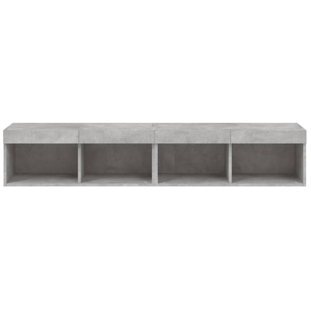 TV-Schränke mit LED-Leuchten 2 Stk. Betongrau 80x30x30 cm