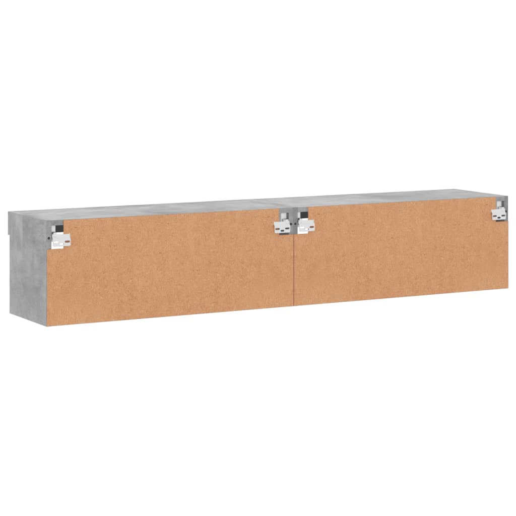 TV-Schränke mit LED-Leuchten 2 Stk. Betongrau 80x30x30 cm