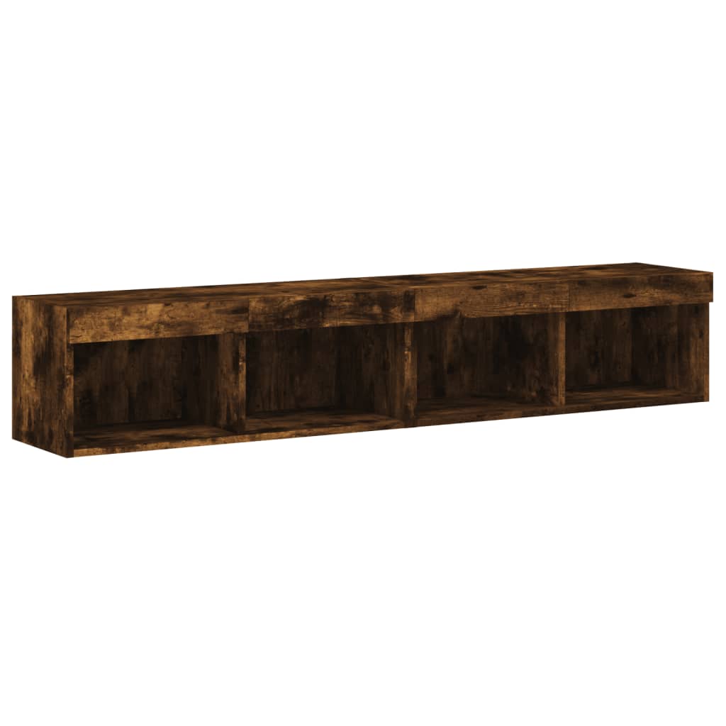 TV-Schränke mit LED-Leuchten 2 Stk. Räuchereiche 80x30x30 cm