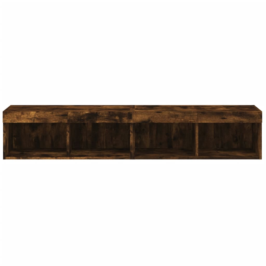 TV-Schränke mit LED-Leuchten 2 Stk. Räuchereiche 80x30x30 cm