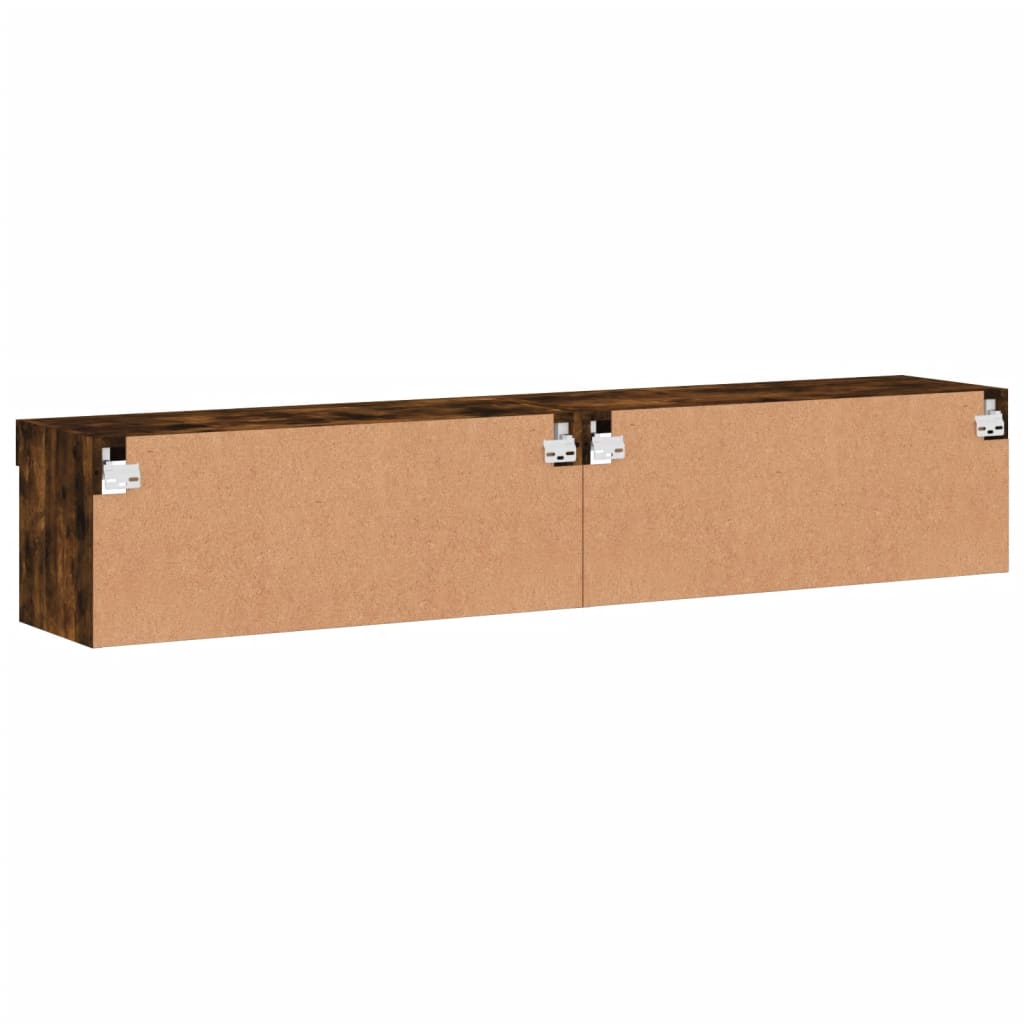 TV-Schränke mit LED-Leuchten 2 Stk. Räuchereiche 80x30x30 cm