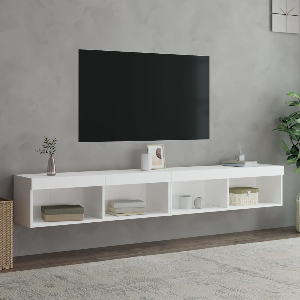 TV-Schränke mit LED-Leuchten 2 Stk. Weiß 100x30x30 cm