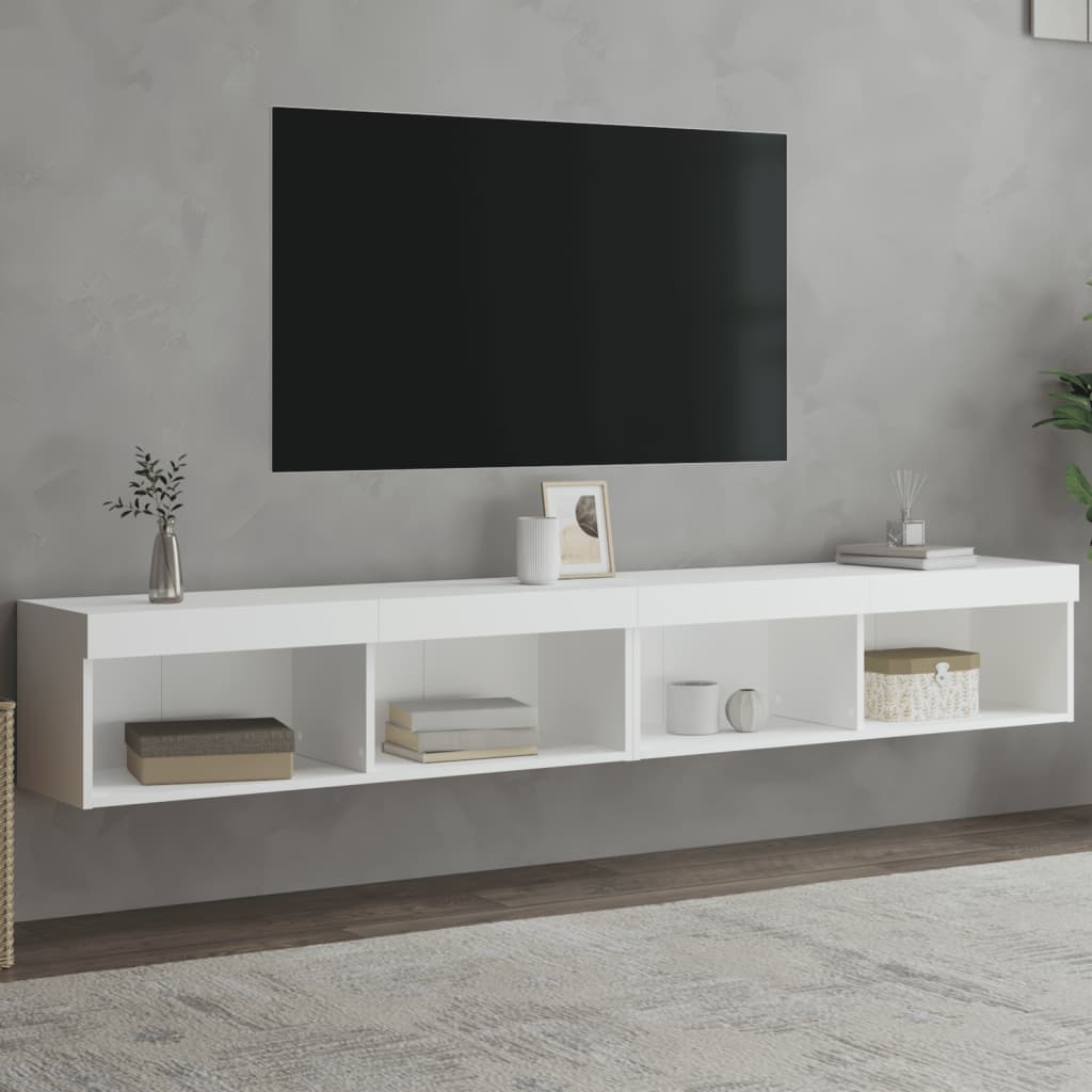 TV-Schränke mit LED-Leuchten 2 Stk. Weiß 100x30x30 cm