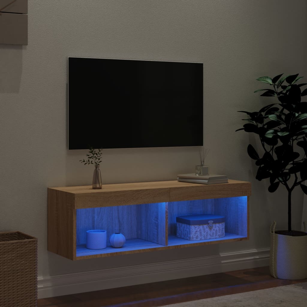 TV-Schrank mit LED-Leuchten Sonoma-Eiche 100x30x30 cm