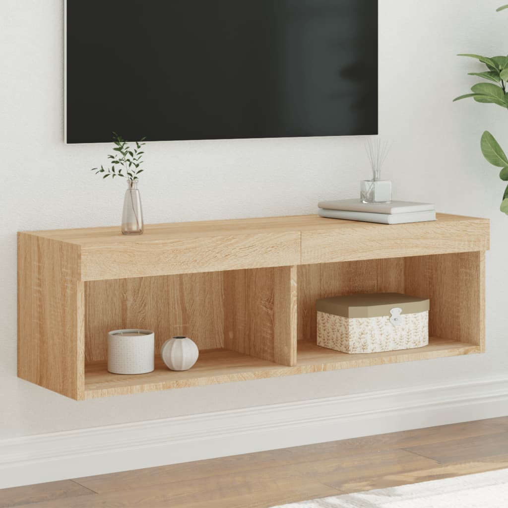 TV-Schrank mit LED-Leuchten Sonoma-Eiche 100x30x30 cm