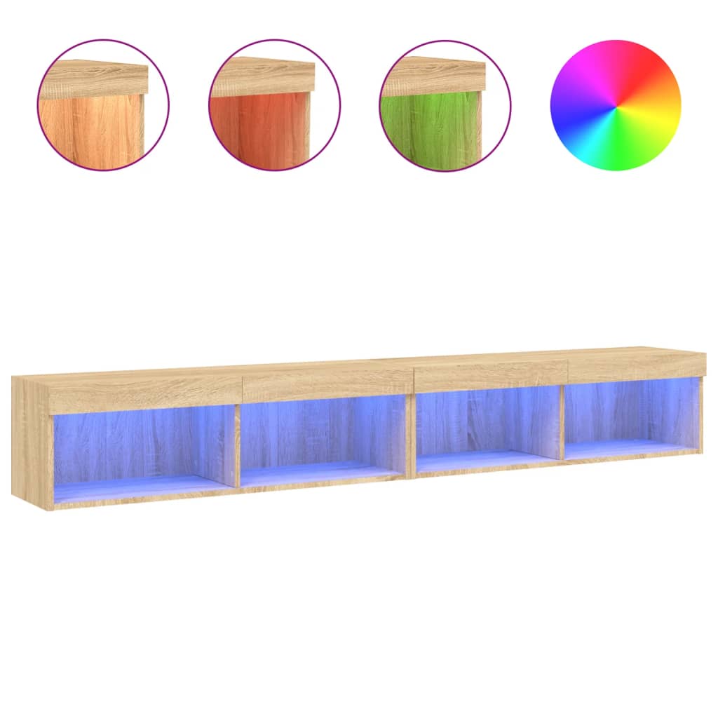 TV-Schränke mit LED-Leuchten 2 Stk. Sonoma-Eiche 100x30x30 cm