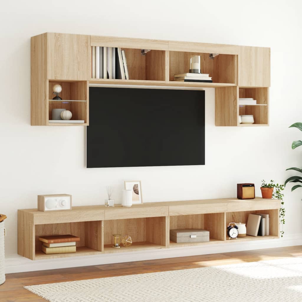 TV-Schränke mit LED-Leuchten 2 Stk. Sonoma-Eiche 100x30x30 cm