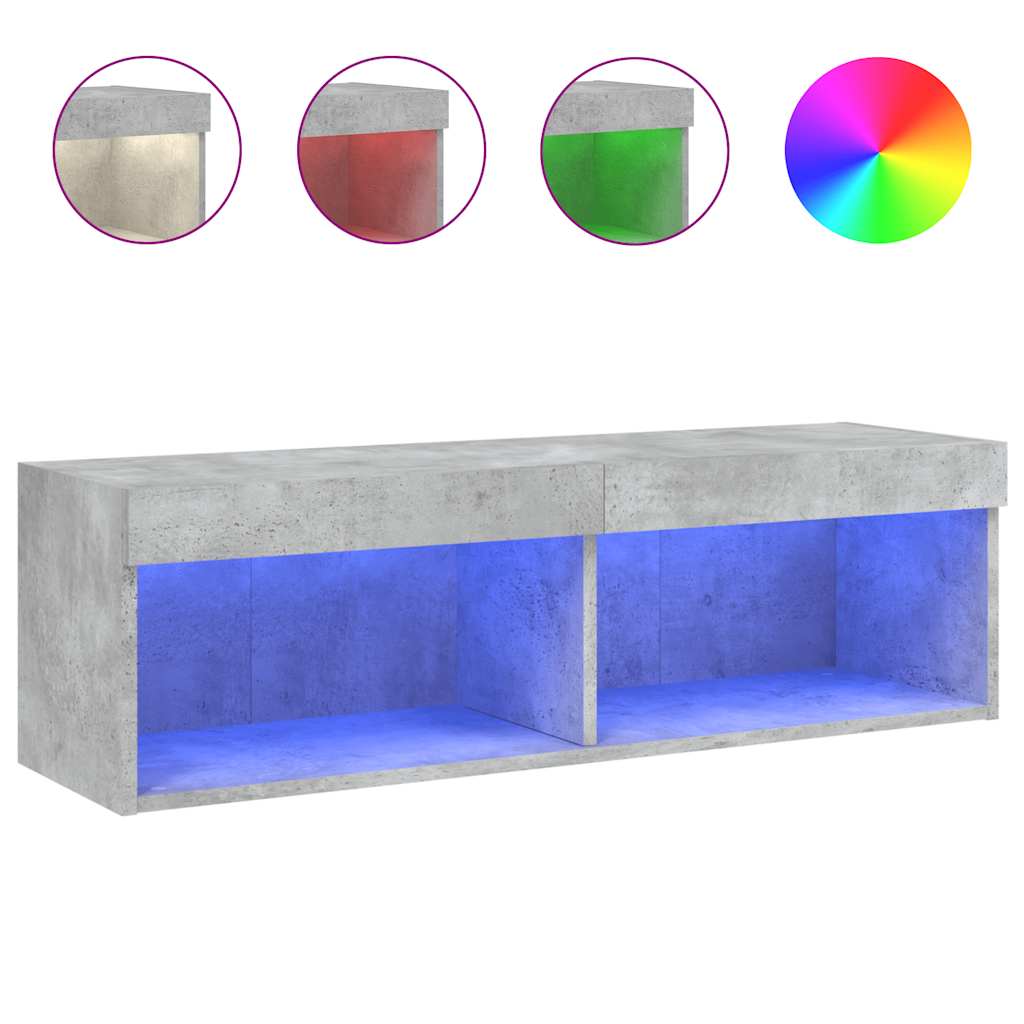 TV-Schrank mit LED-Leuchten Betongrau 100x30x30 cm