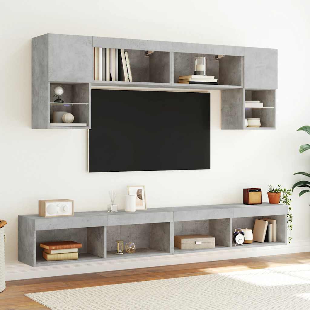 TV-Schrank mit LED-Leuchten Betongrau 100x30x30 cm